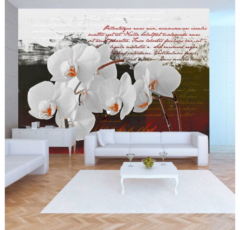 KUNSTLOFT Vliestapete Diary and orchid 1x0.7 m, Halb-matt, lichtbeständige Design Tapete von KUNSTLOFT