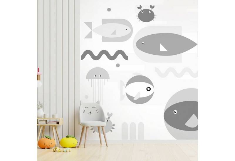 KUNSTLOFT Vliestapete Geometric Fish - Third Variant 1x0.7 m, Halb-matt, lichtbeständige Design Tapete von KUNSTLOFT
