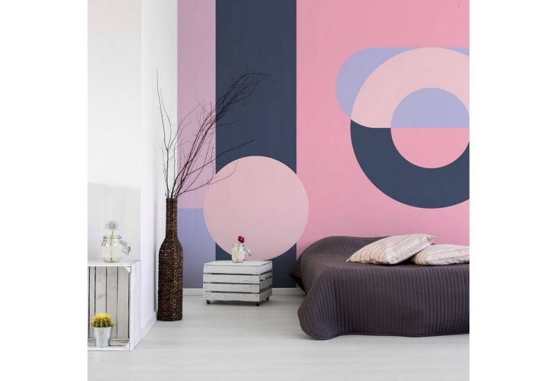 KUNSTLOFT Vliestapete Geometric Wreath (Violet) 2.45x1.75 m, Matt, lichtbeständige Design Tapete von KUNSTLOFT