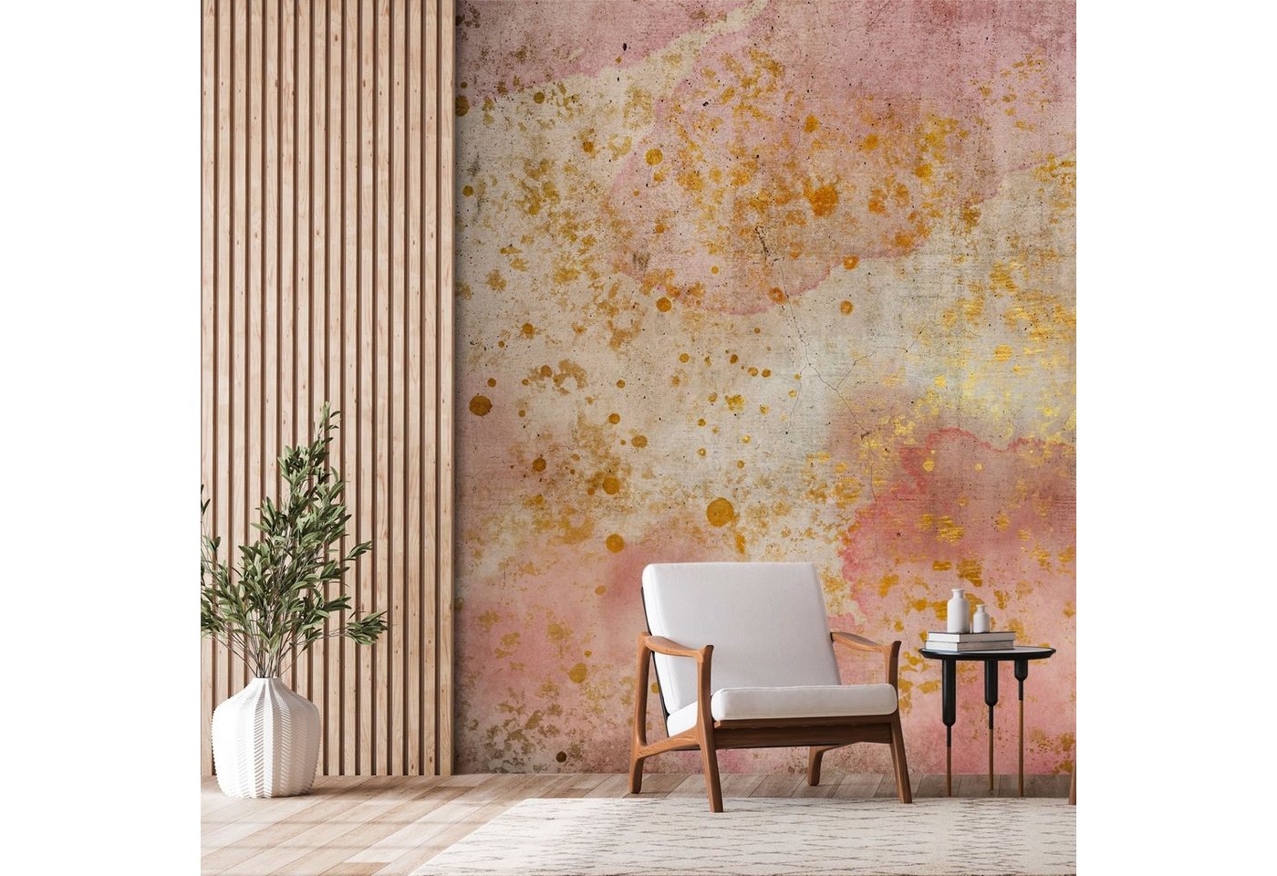 KUNSTLOFT Vliestapete Golden Bubbles 1.96x1.4 m, matt, lichtbeständige Design Tapete von KUNSTLOFT