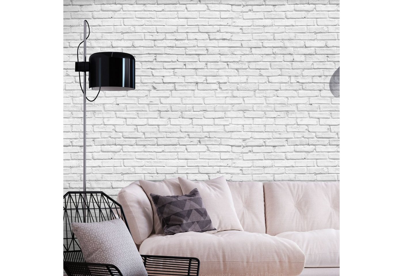 KUNSTLOFT Vliestapete Gray Brick 1.47x1.05 m, Halb-matt, Matt, lichtbeständige Design Tapete von KUNSTLOFT