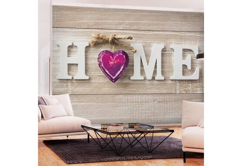 KUNSTLOFT Vliestapete Home Heart (Violet) 0.98x0.7 m, Halb-matt, Matt, lichtbeständige Design Tapete von KUNSTLOFT