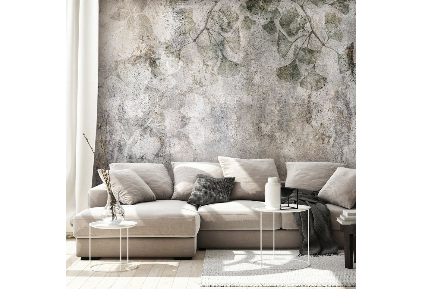 KUNSTLOFT Vliestapete Jurassic Ginkgo 1.47x1.05 m, Halb-matt, Matt, lichtbeständige Design Tapete von KUNSTLOFT