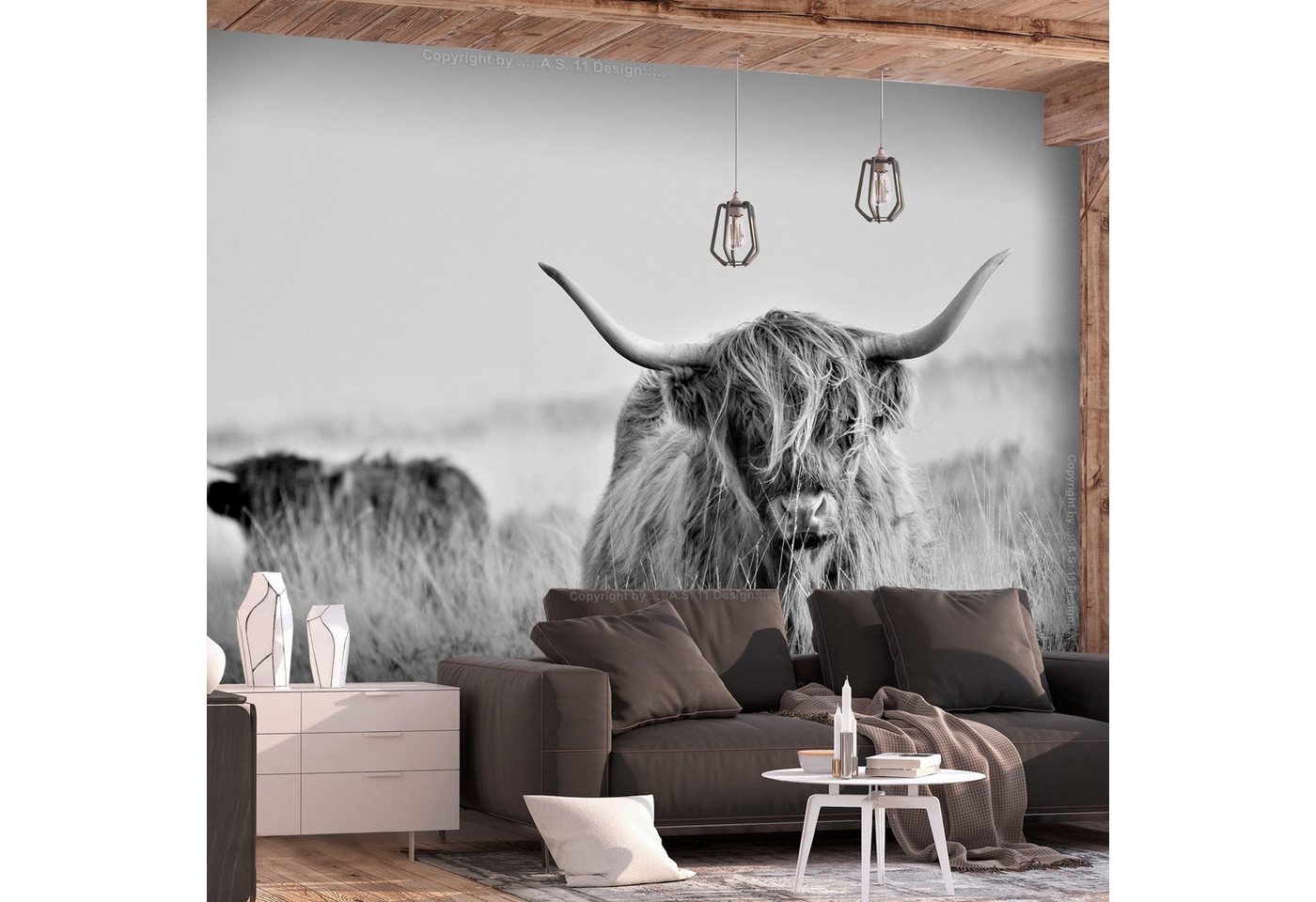 KUNSTLOFT Vliestapete Kuh 0.98x0.7 m, matt, lichtbeständige Design Tapete von KUNSTLOFT