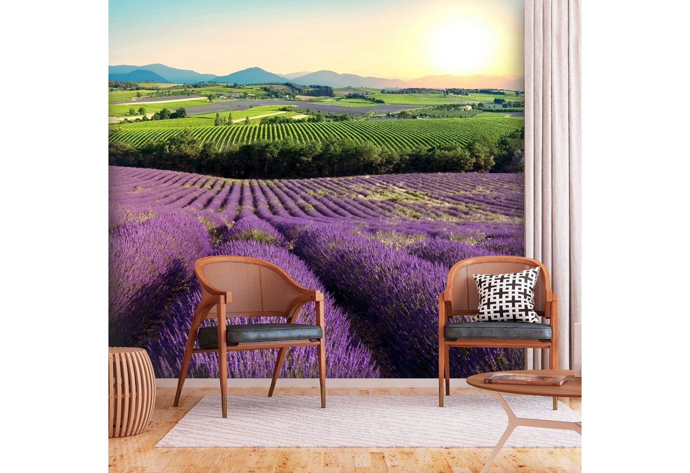 KUNSTLOFT Vliestapete Lavender Field 0.98x0.7 m, Halb-matt, Matt, lichtbeständige Design Tapete von KUNSTLOFT