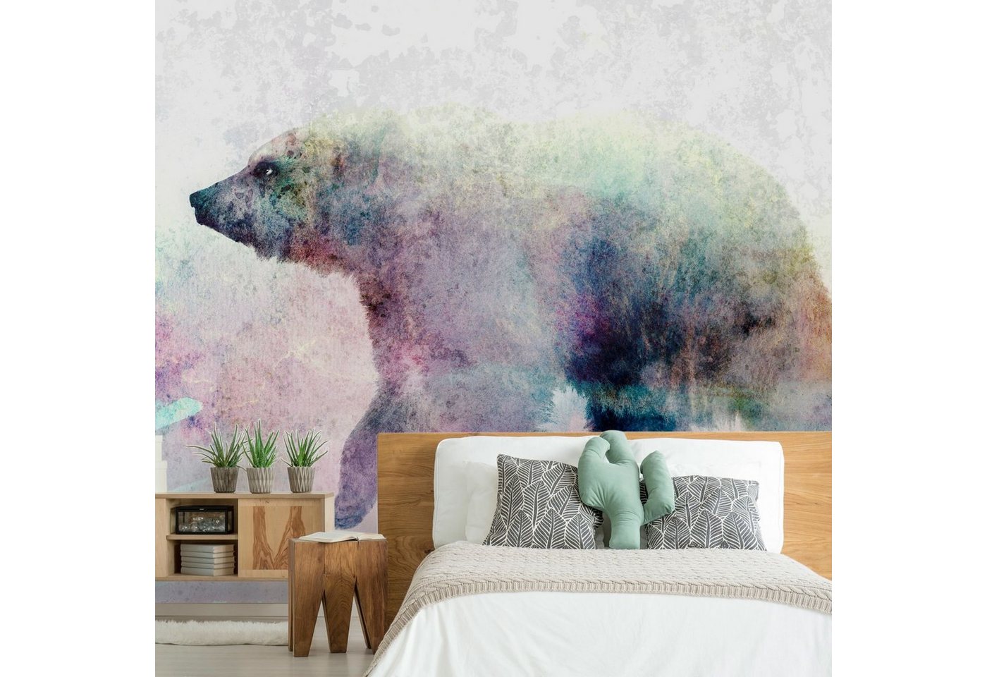 KUNSTLOFT Vliestapete Lonely Bear 1.47x1.05 m, Matt, lichtbeständige Design Tapete von KUNSTLOFT