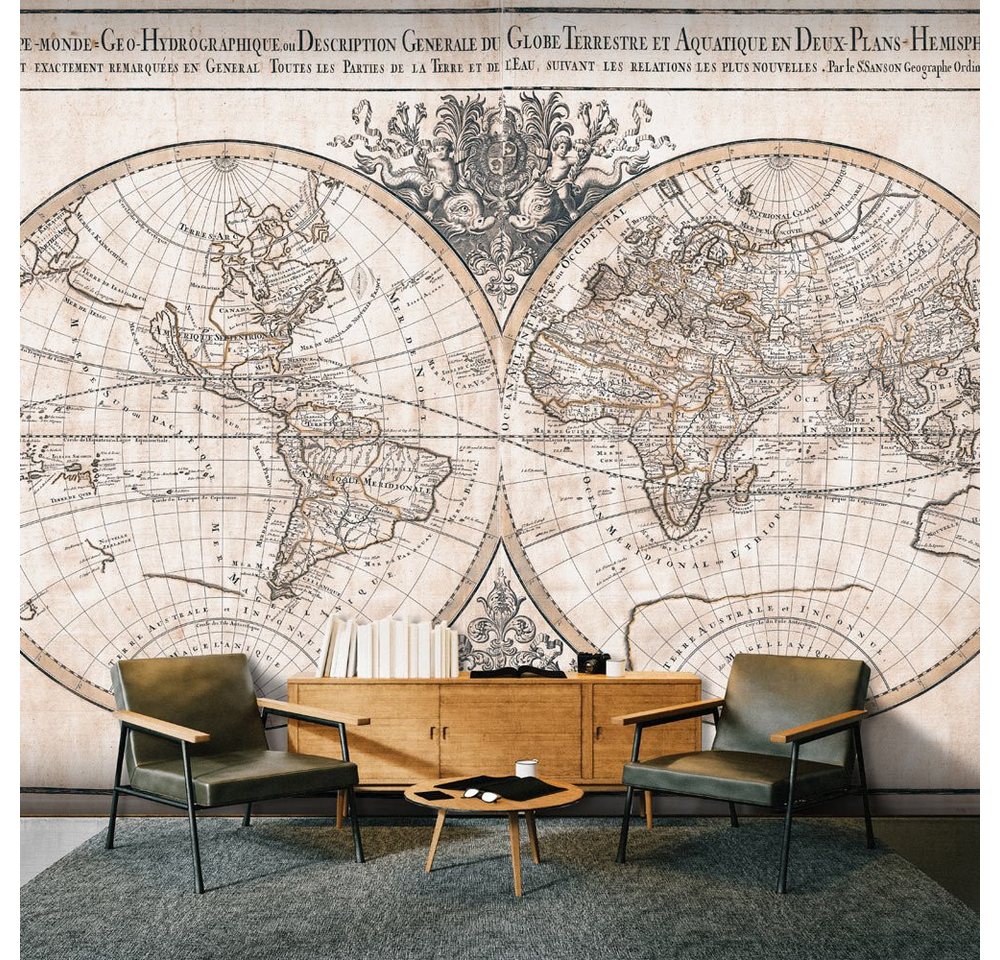 KUNSTLOFT Vliestapete Mappe - Monde Geo - Hydrographique 1x0.7 m, halb-matt, lichtbeständige Design Tapete von KUNSTLOFT