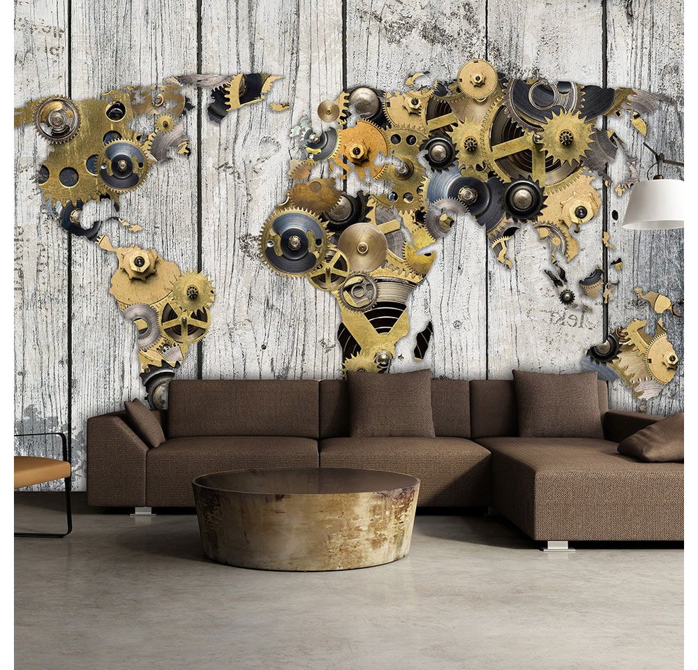 KUNSTLOFT Vliestapete Mechanical World 1.96x1.4 m, Halb-matt, Matt, lichtbeständige Design Tapete von KUNSTLOFT