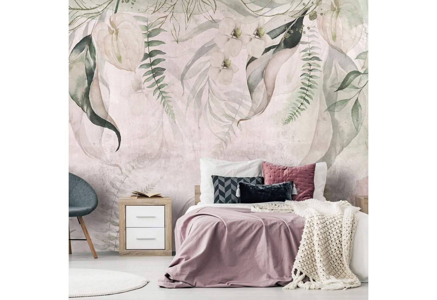 KUNSTLOFT Vliestapete Morning Exotic 0.98x0.7 m, Halb-matt, Matt, lichtbeständige Design Tapete von KUNSTLOFT
