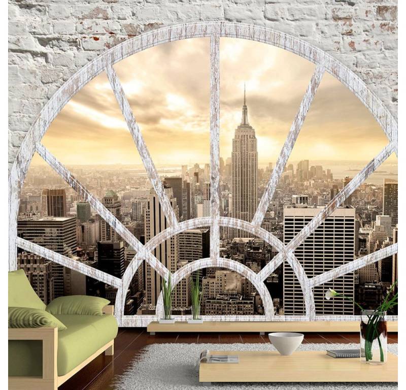 KUNSTLOFT Vliestapete New York - die Stadt am Morgen 1x0.7 m, Halb-matt, lichtbeständige Design Tapete von KUNSTLOFT