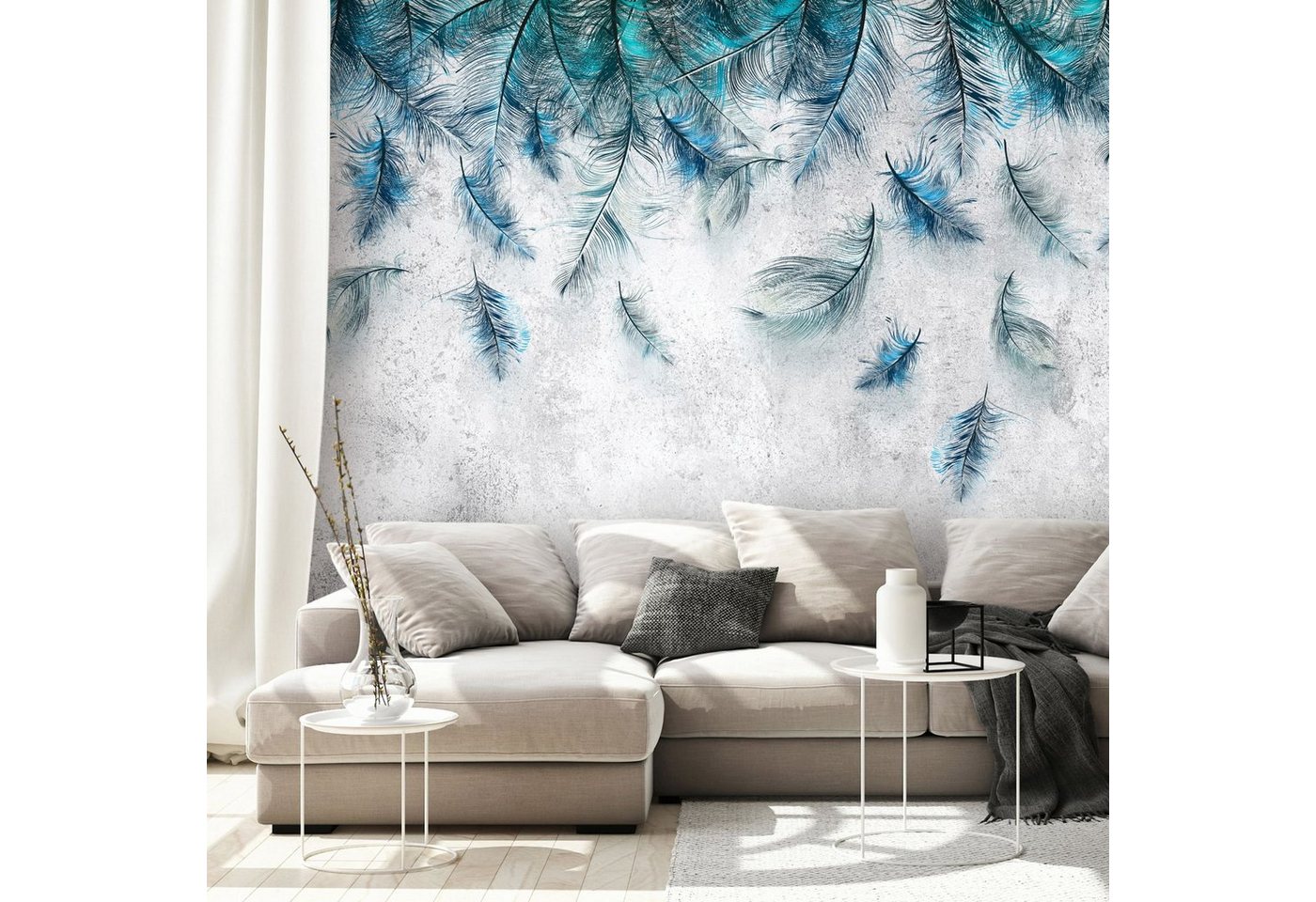 KUNSTLOFT Vliestapete Sapphire Breeze 0.98x0.7 m, Halb-matt, Matt, lichtbeständige Design Tapete von KUNSTLOFT