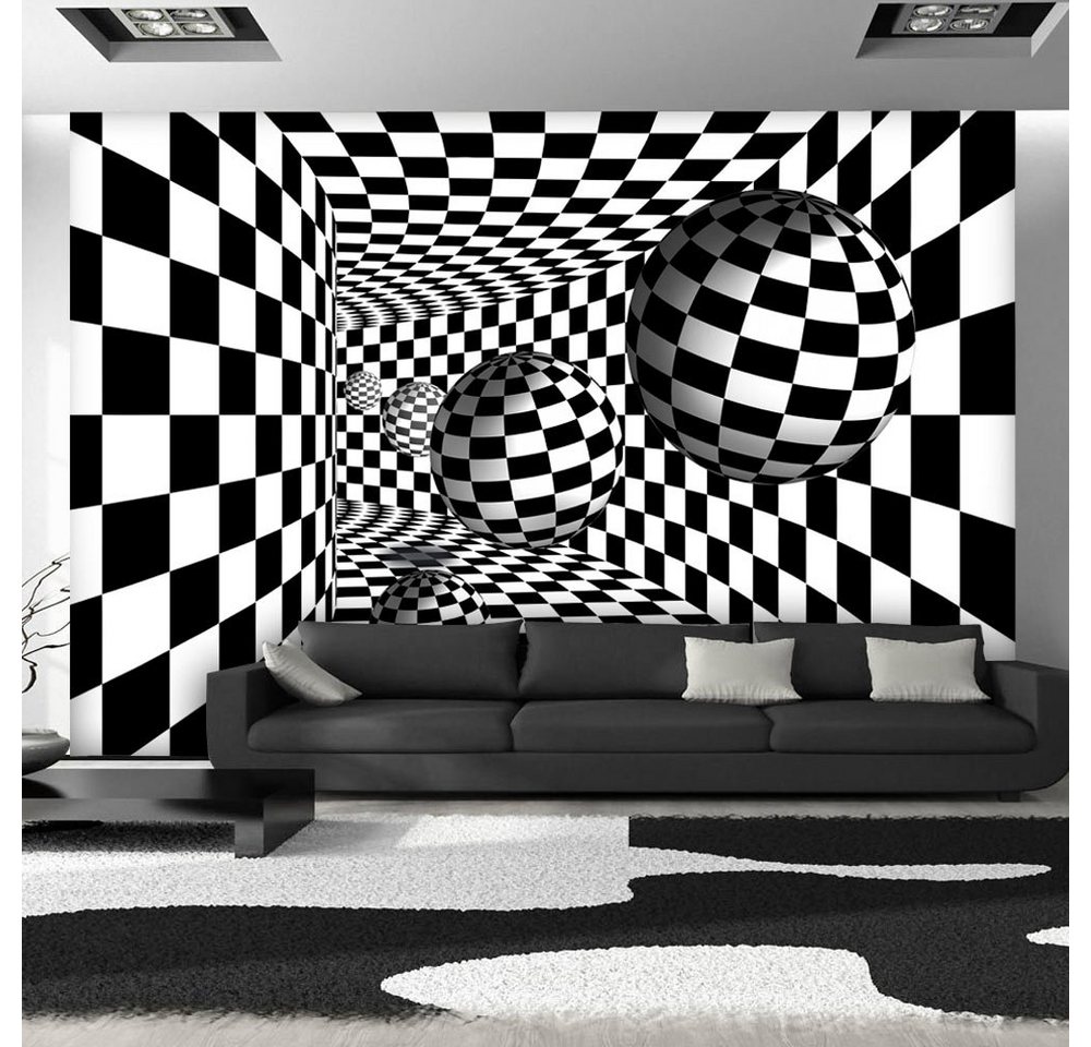 KUNSTLOFT Vliestapete Schwarz - weißer Korridor 2.5x1.75 m, halb-matt, lichtbeständige Design Tapete von KUNSTLOFT