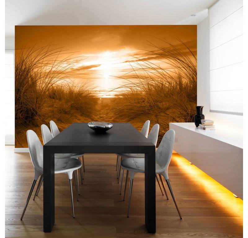 KUNSTLOFT Vliestapete Strand (Sepia) 2.45x1.75 m, halb-matt, matt, lichtbeständige Design Tapete von KUNSTLOFT