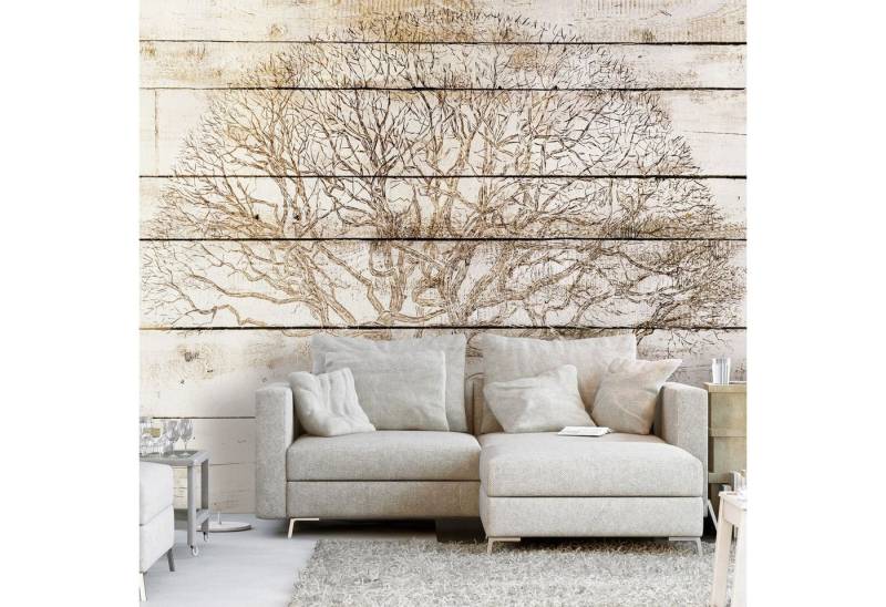 KUNSTLOFT Vliestapete Tree on Boards 1.47x1.05 m, Halb-matt, Matt, lichtbeständige Design Tapete KUNSTLOFT Vliestapete Tree on Boards 1.47x1.05 m, Halb-matt, Matt, lichtbeständige Design Tapete von KUNSTLOFT