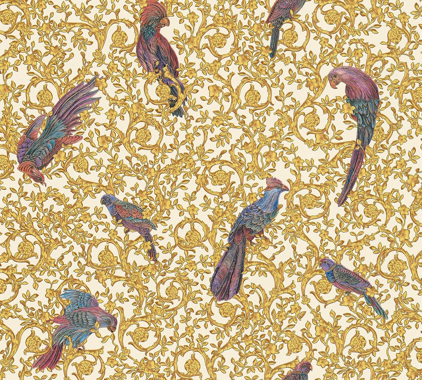 KUNSTLOFT Vliestapete Versace Birds 3 0.7x10.05 m, leicht glänzend, lichtbeständige Design Tapete von KUNSTLOFT