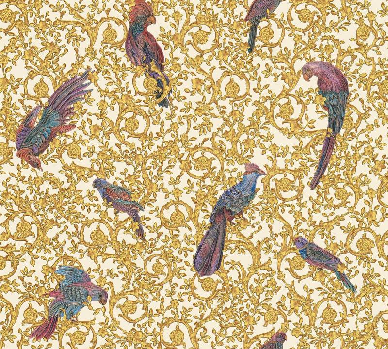 KUNSTLOFT Vliestapete Versace Birds 3 0.7x10.05 m, Leicht glänzend, lichtbeständige Design Tapete von KUNSTLOFT