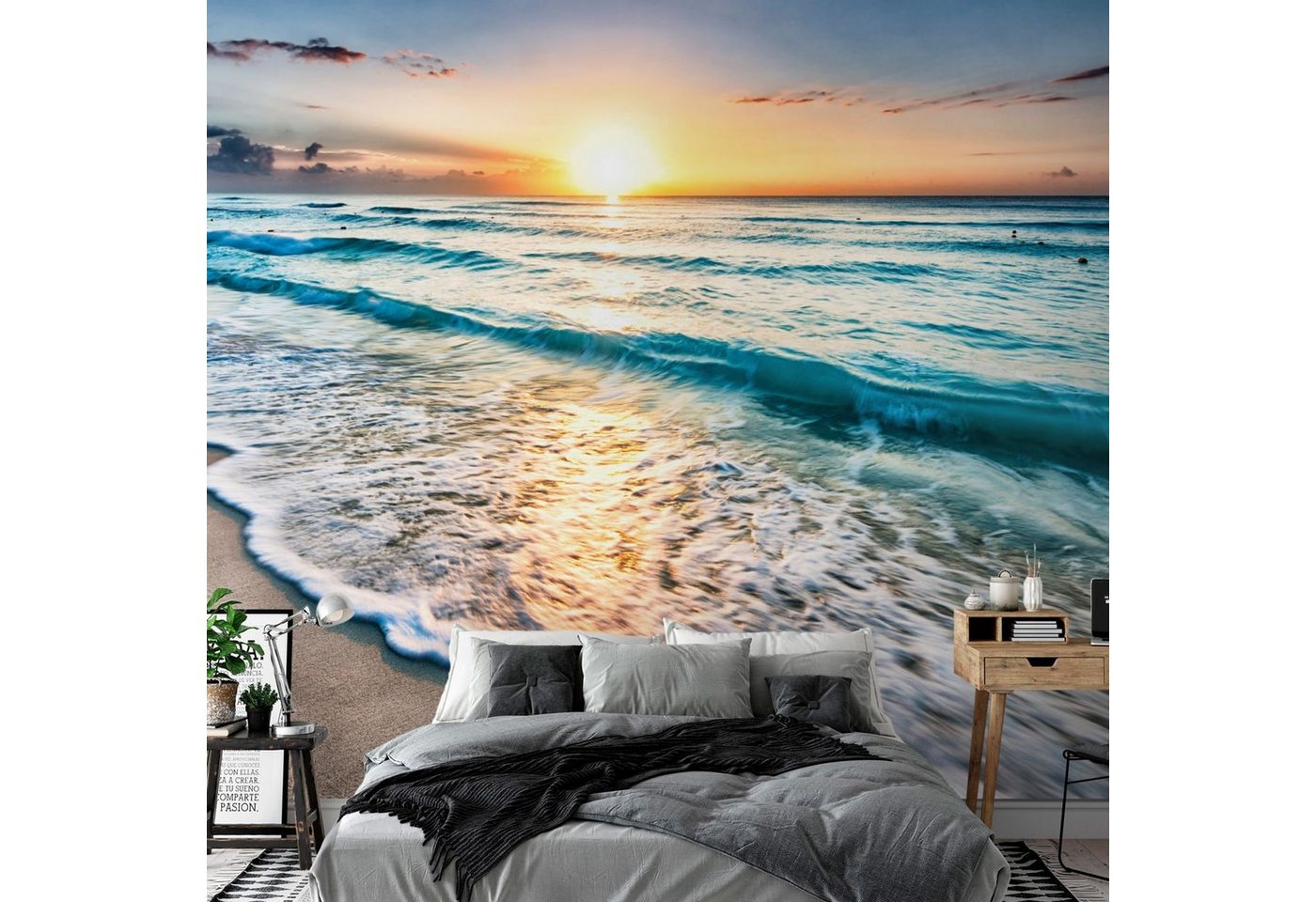 KUNSTLOFT Vliestapete Walk Along the Seashore 1x0.7 m, Halb-matt, lichtbeständige Design Tapete von KUNSTLOFT