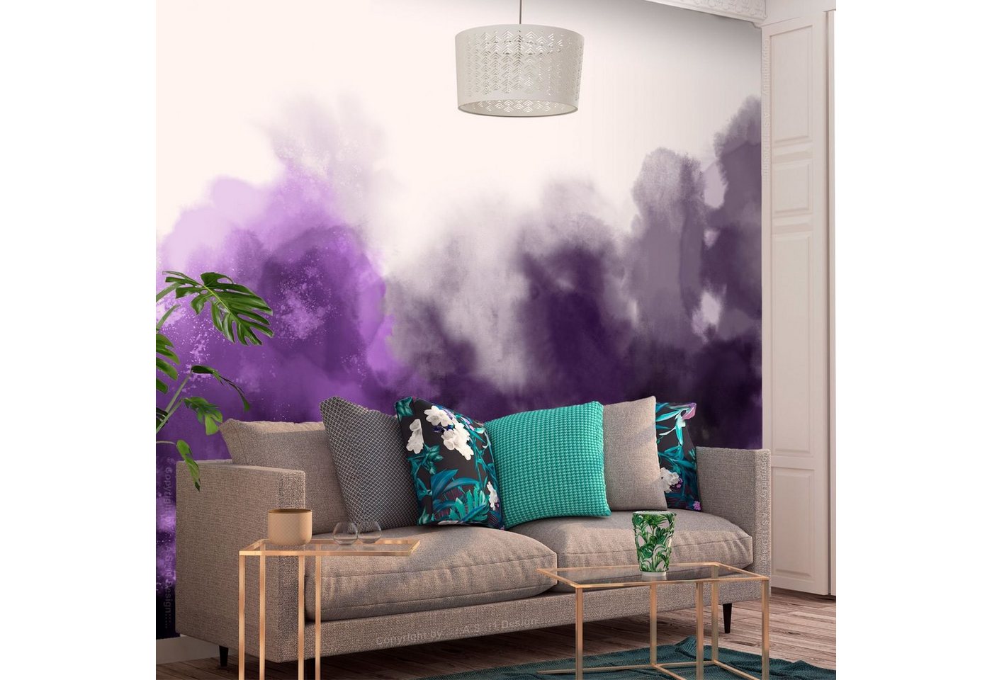 KUNSTLOFT Vliestapete »Watercolour Variation - Violet«, lichtbeständige Design Tapete von KUNSTLOFT