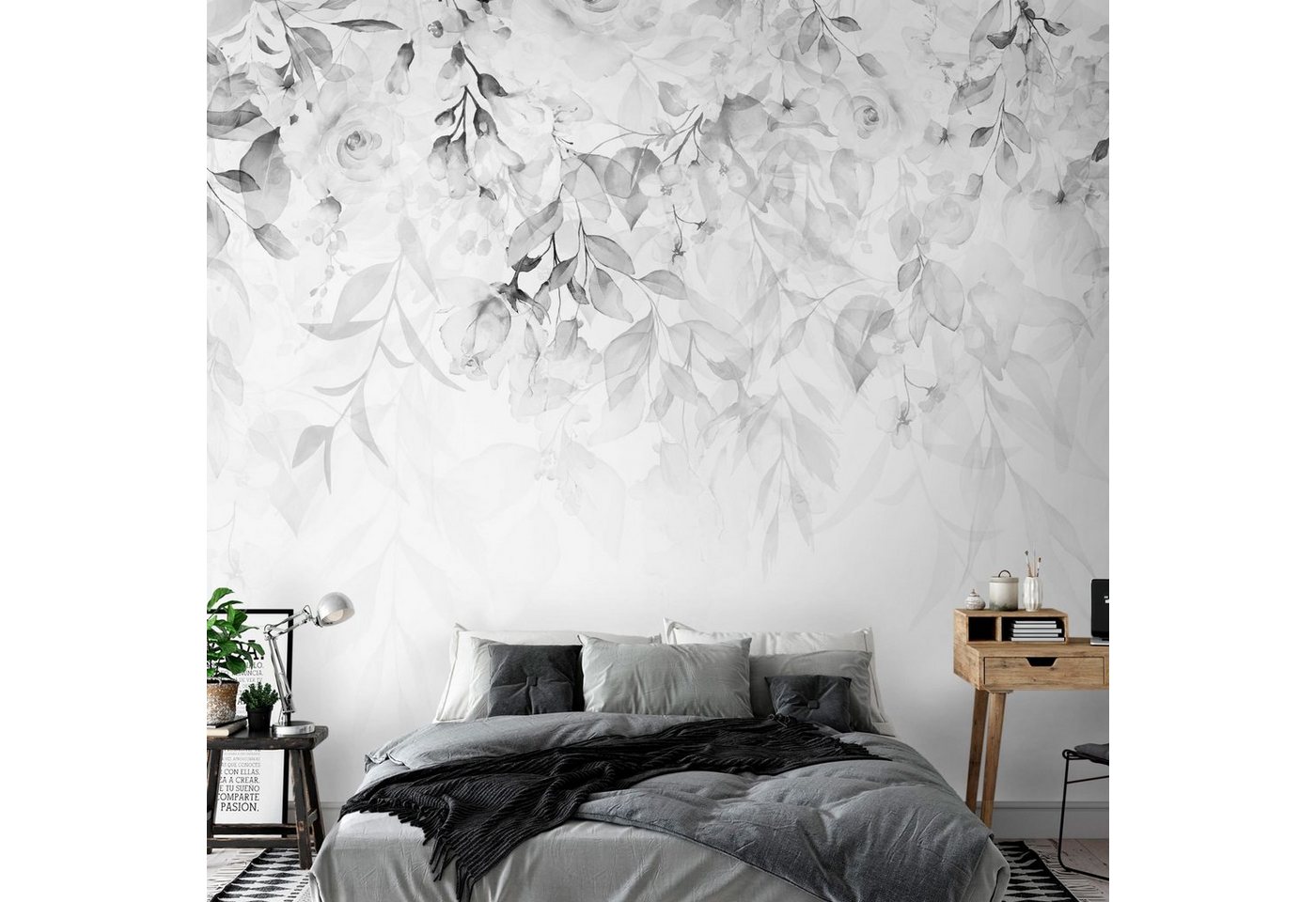 KUNSTLOFT Vliestapete Waterfall of Roses - Third Variant 1x0.7 m, Halb-matt, lichtbeständige Design Tapete von KUNSTLOFT