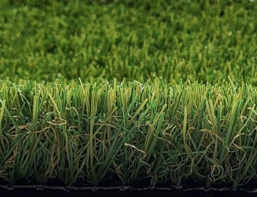 Hochwertige Kunstrasen Rasenteppich Shining für Garten - 200x450 cm - Florhöhe 38 mm - UV-Garantie 7 Jahre (DIN 53387) - Gewicht ca. 2438 gr/m² von KUNSTRASEN.DE ECHTE MÄNNER MÄHEN NICHT