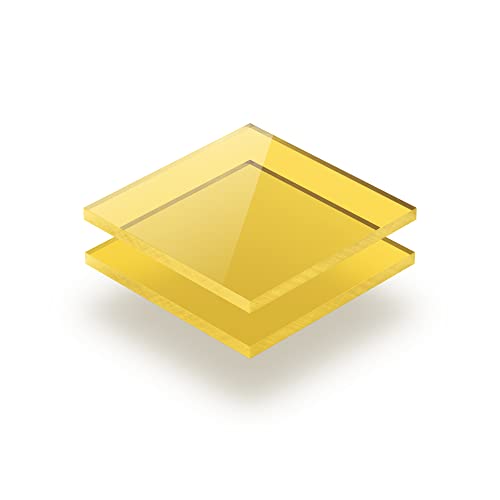Acrylglasplatte Getönt gelb 5 mm - Rechteck in Abmessungen von 10x10 cm bis 100x230 cm. UV-beständig, hochwertiges PMMA, Schutzfolie an beiden Seiten, ohne scharfe Kanten. von KUNSTSTOFF PLATTENONLINE