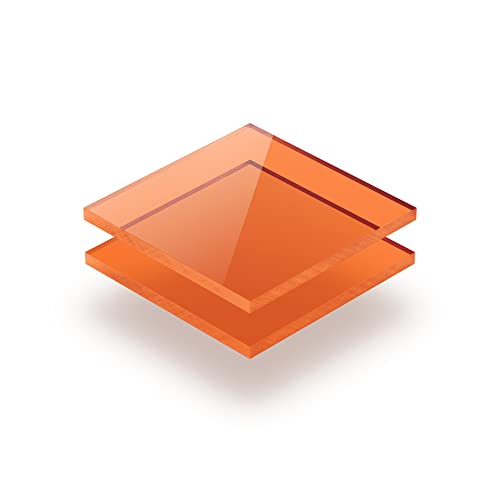 Acrylglasplatte Getönt orange 5 mm - Rechteck in Abmessungen von 10x10 cm bis 110x230 cm. UV-beständig, hochwertiges PMMA, Schutzfolie an beiden Seiten, ohne scharfe Kanten. von KUNSTSTOFF PLATTENONLINE