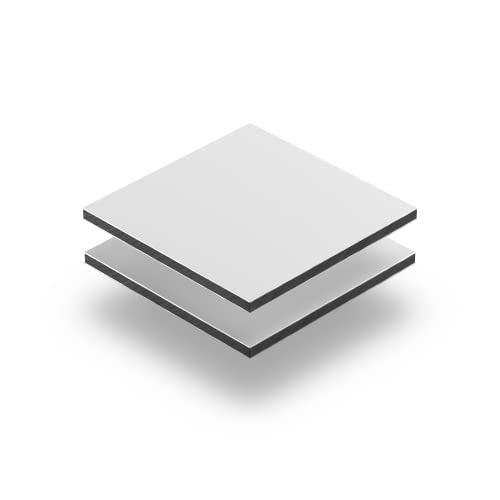 Alu Verbundplatte Platte Weiß 6 mm - Rechteck in Abmessungen von 10x10 cm bis 110x230 cm mit Schutzfolie an beiden Seiten, ohne scharfe Kanten. von KUNSTSTOFF PLATTENONLINE