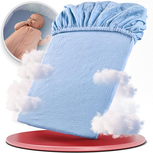 KUNU® Beistellbett Bettlaken Musselin (Blau) von KUNU