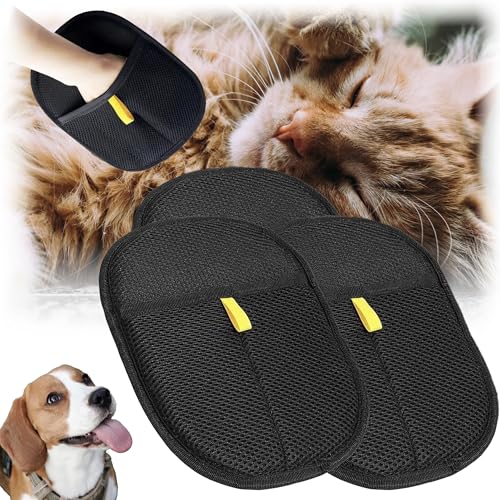 Handschuh zur Tierhaarentfernung, Enthaarungshandschuh für Hunde & Katzen, Doppelseitiger Fellpflegehandschuh für Teppich/Sofa – Wiederverwendbarer Fusselrasierer mit Antistatischem Gewebe (3 PCS) von KUNYOS