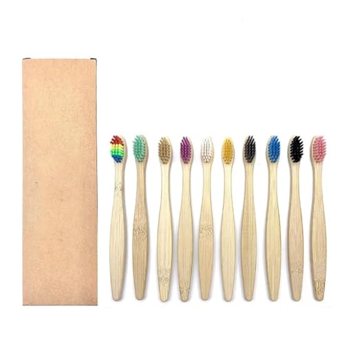 Handzahnbürste 10-teiliges Zahnbürstenset mit weichen Borsten und Holzkohle-Zahnaufhellungszahnbürsten, weiche Zahnpflege for Erwachsene und Kinder Bürste(10PCS Kids Set) von KUNYOS