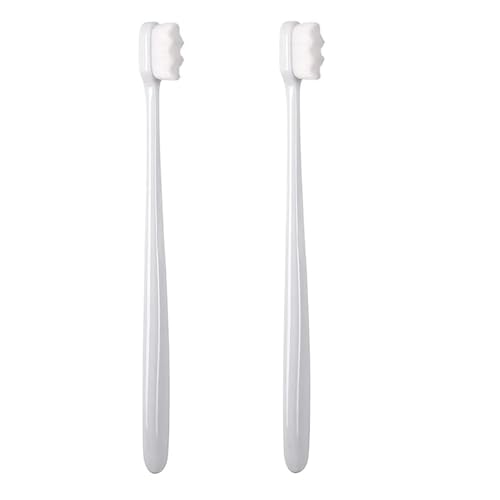 Handzahnbürste 2er-Sets Zahnbürste for Erwachsene Zahnbürste mit ultraweichen Borsten Nano-Zahnbürste for empfindliches Zahnfleisch Extra Zahnbürsten for empfindliche Zähne Bürste(2pcs white) von KUNYOS