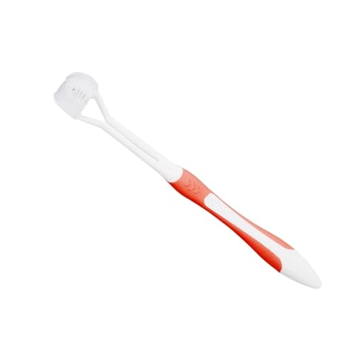 Handzahnbürste 3D Stereo Dreiseitige Zahnbürste Weiches Haar Erwachsene Kinder Zungenschaber Austauschbare Tiefenreinigung Bürste(Red) von KUNYOS