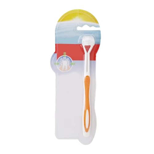 Handzahnbürste 3D Stereo Dreiseitige Zahnbürste Weiches Haar Erwachsene Kinder Zungenschaber Austauschbare Tiefenreinigung Bürste(Yellow) von KUNYOS