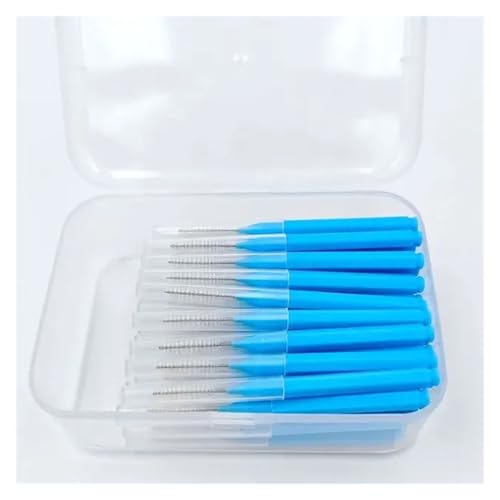 Handzahnbürste 60Pcs Interdentalbürsten 0,6-1,5 mm Gesundheitspflege Zahn Push-Pull entfernt Lebensmittel bessere Zähne Bürste(1.5mm Blue) von KUNYOS