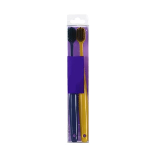 Handzahnbürste Breiter Kopf Zahnbürste Paar 2 Weiche Borsten Zahnbürste Kleine Tablett Paar Zahnbürste Bürste(Purple label) von KUNYOS