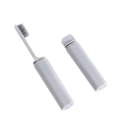 Handzahnbürste Reisezahnbürste Outdoor Camping Tragbare faltbare kleine Zahnbürste Reisezahnbürsten for Erwachsene Zahnbürsten Bürste(Grey 1psc) von KUNYOS