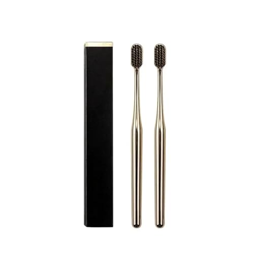 Handzahnbürste Weiche Zahnbürste Männer Frauen Erwachsene Zahnbürste Gold Silber Bürsten Eleganz Sanfte Zahnbürsten Bürste(2pcs GB) von KUNYOS