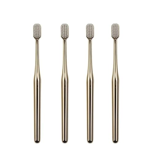 Handzahnbürste Weiche Zahnbürste Männer Frauen Erwachsene Zahnbürste Gold Silber Bürsten Eleganz Sanfte Zahnbürsten Bürste(4pcs GW) von KUNYOS