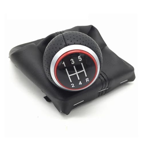KUNYOS Schaltknäufe Für A4 S4 B8 8K A5 8T Für Q5 8R S Linie 2007-2009 2010 2011 2012 2013 2014 2015 12mm Schaltknauf Gamasche Boot Hebel Griff Kopf Staubdichte Abdeckung(1 2 3 4 5 R Red) von KUNYOS