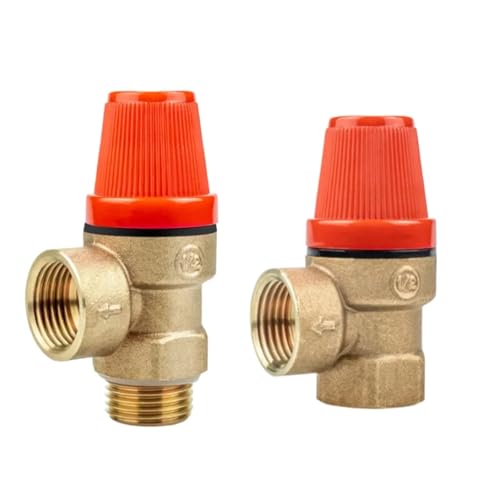 Magnetventil 1 Stück Messing-Sicherheitsventil, Ablass-Entlastungsschalter, 1/2 Zoll DN15 for Solarwarmwasserbereiter, Innen- und Außendraht, 1/2 Zoll Ventil(MALE FEMALE_8BAR) von KUNYOS