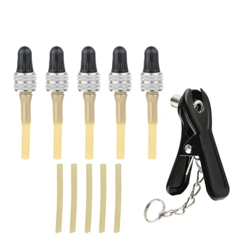 Magnetventil 2/5 STÜCKE Einsätze for Dunlop-Ventil Kupfermuttern Zinklegierung Fahrradschlauchdüse D/V-Kern Ersatz mit zusätzlichem Schlauch Ventil(DV Core 5p Adaptor) von KUNYOS