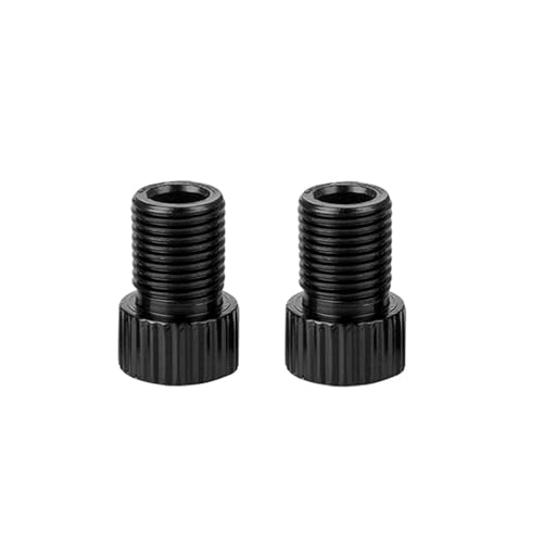Magnetventil 2 stücke Aluminium Legierung Fahrrad Ventil Adapter Konvertieren Fahrrad Pumpe Luft Düse Rohr Zubehör Ventil(Black) von KUNYOS