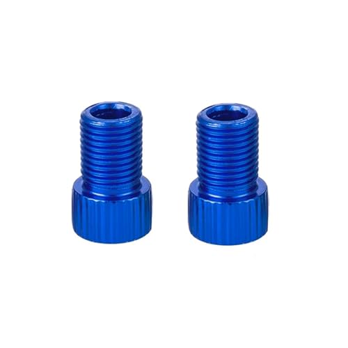 Magnetventil 2 stücke Aluminium Legierung Fahrrad Ventil Adapter Konvertieren Fahrrad Pumpe Luft Düse Rohr Zubehör Ventil(Blue) von KUNYOS