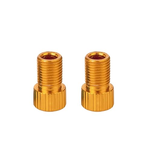 Magnetventil 2 stücke Aluminium Legierung Fahrrad Ventil Adapter Konvertieren Fahrrad Pumpe Luft Düse Rohr Zubehör Ventil(Gold) von KUNYOS