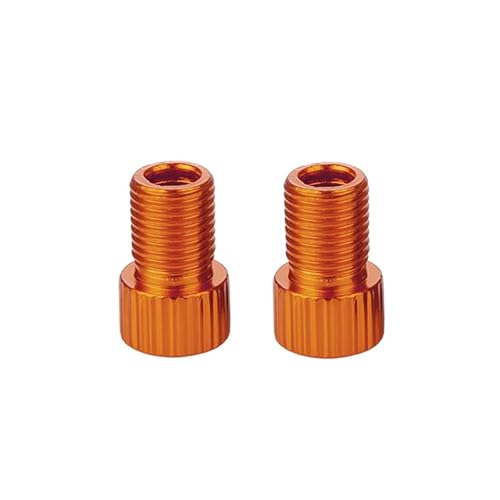 Magnetventil 2 stücke Aluminium Legierung Fahrrad Ventil Adapter Konvertieren Fahrrad Pumpe Luft Düse Rohr Zubehör Ventil(Orange) von KUNYOS