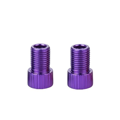 Magnetventil 2 stücke Aluminium Legierung Fahrrad Ventil Adapter Konvertieren Fahrrad Pumpe Luft Düse Rohr Zubehör Ventil(PURPLE) von KUNYOS