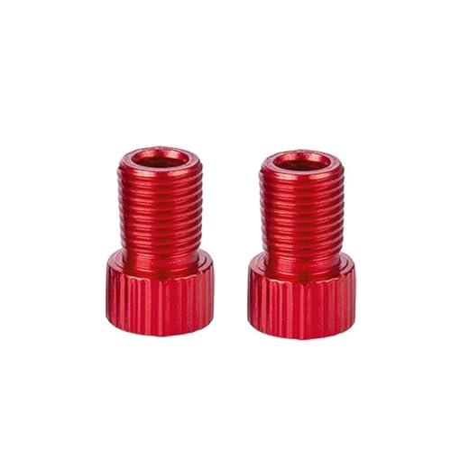 Magnetventil 2 stücke Aluminium Legierung Fahrrad Ventil Adapter Konvertieren Fahrrad Pumpe Luft Düse Rohr Zubehör Ventil(Red) von KUNYOS