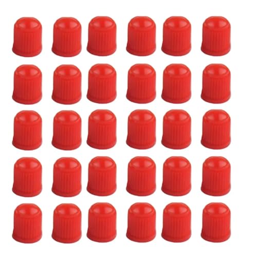 Magnetventil 30PCS Reifenventile Fahrradreifen Ventilkappe Staubkappe Rad Reifen Ventilschaftkappen Abdeckungen Staubventil for Auto Ventil(Red) von KUNYOS