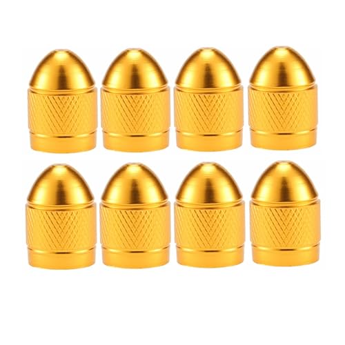 Magnetventil 4/8 Stück Reifenventilkappen, Aluminium-Reifenventilkappen-Abdeckungen for Autos, LKWs, Motorräder, SUVs und Fahrräder Ventil(C0627-Gold-8Pcs) von KUNYOS