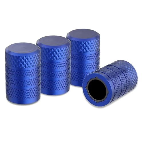 Magnetventil 4-teiliges Aluminium-Reifenventilkappen-Set, widerstandsfähige Ventilkappen for Autos, LKWs, Motorräder, SUVs und Fahrräder Ventil(Blue) von KUNYOS